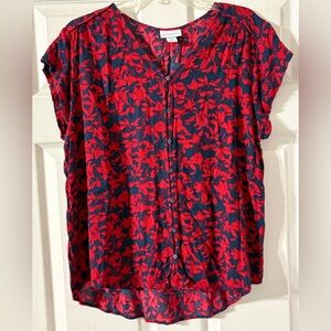 Liz Claiborne Red Floral Blouse
